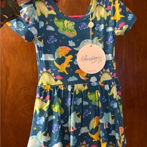 Glimmers bamboo rainy dinosaur twirl dress 18-24 months